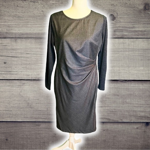 Max Mara Dark Charcoal Gray ‘Ragazza’ Jersey Knit Sleeve Pure Wool Dress Size 8 - Picture 4 of 16